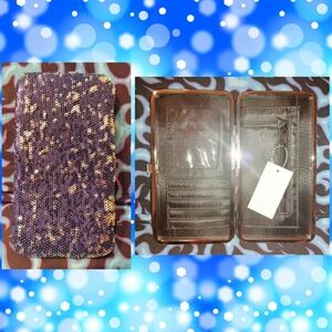 Dots brand Blue & Silver Reversible Sequins Hinge Wallet